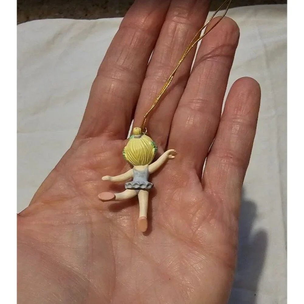 Vintage Precious Moments Mini Christmas Ornament Ballerina Dancer 1.5 inch